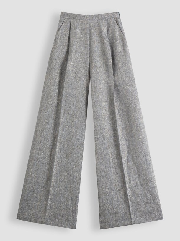 Ontdek de Linnen/katoenmix broek met lurex van forte_forte in de kleur grijs bij Orangebag. Op werkdagen voor 21:45 besteld, morgen in huis.