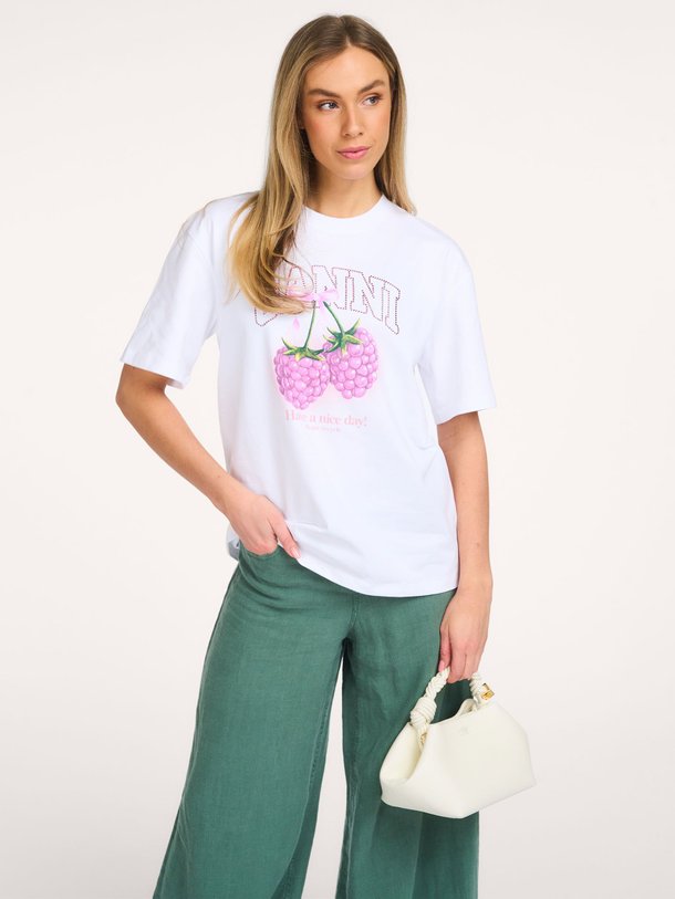 Ontdek de Organic cotton T-shirt van Ganni in de kleur Off-white bij Orangebag. Op werkdagen voor 21:45 besteld, morgen in huis.