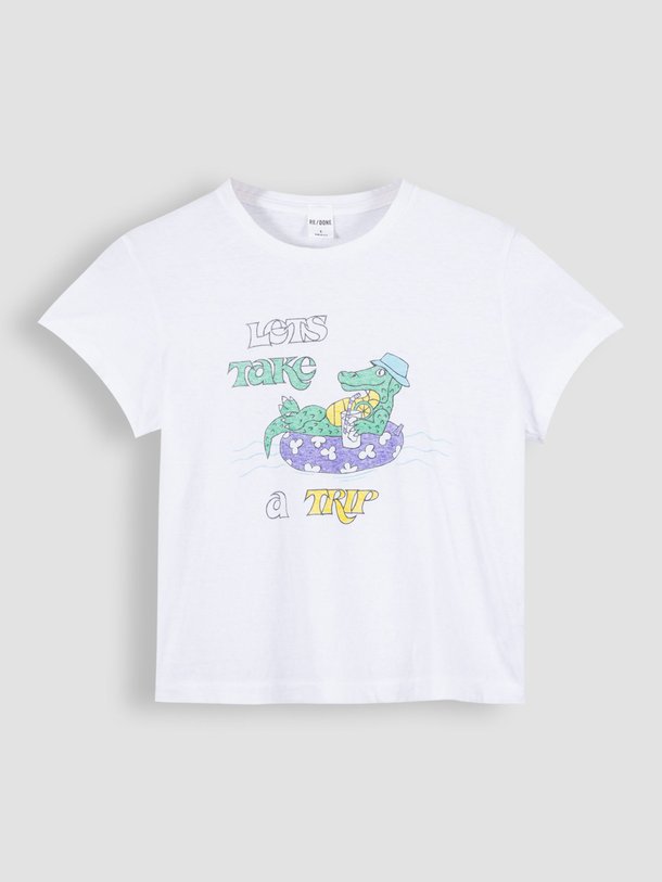 Re/Done Katoenen T-Shirt Met Print - Wit Ontdek de Katoenen T-shirt met print van Re/Done in de kleur wit bij Orangebag. Op werkdagen voor 21:45 besteld, morgen in huis.