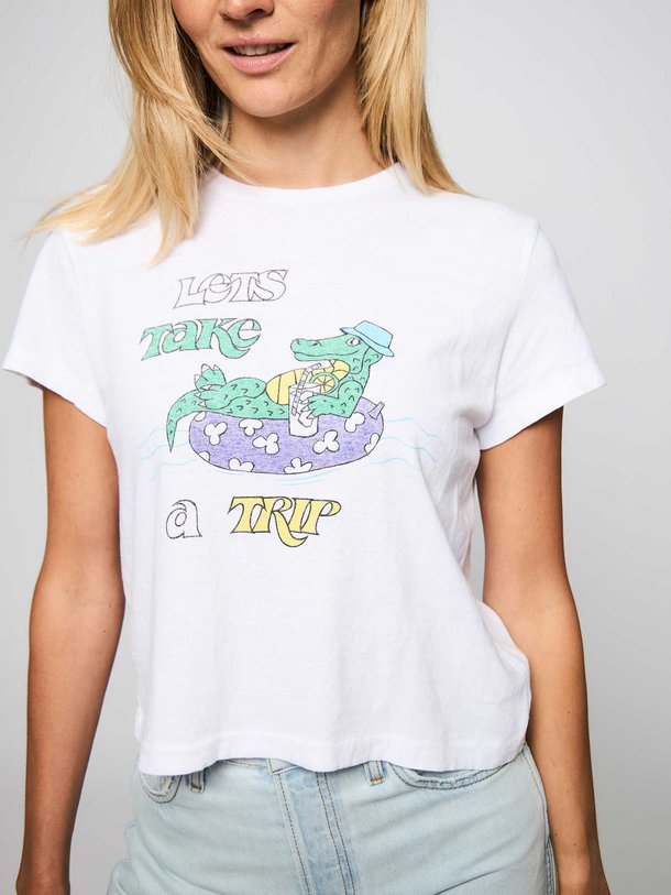 Re/Done Katoenen T-Shirt Met Print - Wit Ontdek de Katoenen T-shirt met print van Re/Done in de kleur wit bij Orangebag. Op werkdagen voor 21:45 besteld, morgen in huis.