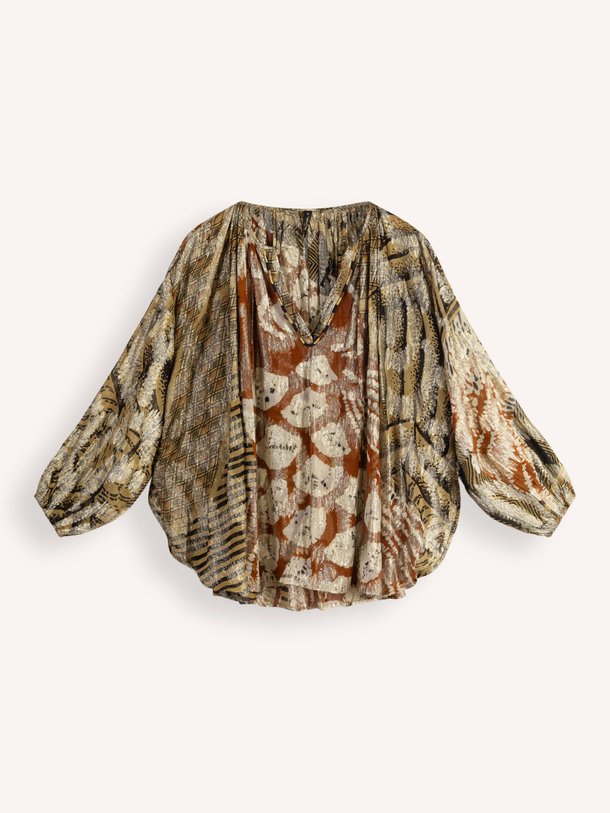 Ontdek de Layla viscose top met lurex van Mes Demoiselles in de kleur goudkleur bij Orangebag. Op werkdagen voor 21:45 besteld, morgen in huis.