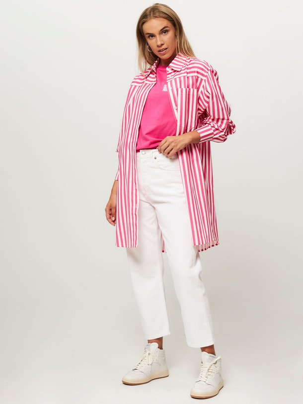 Ontdek de Nuella organic cotton poplin blouse van Mads Norgaard in de kleur roze bij Orangebag. Op werkdagen voor 21:45 besteld, morgen in huis.