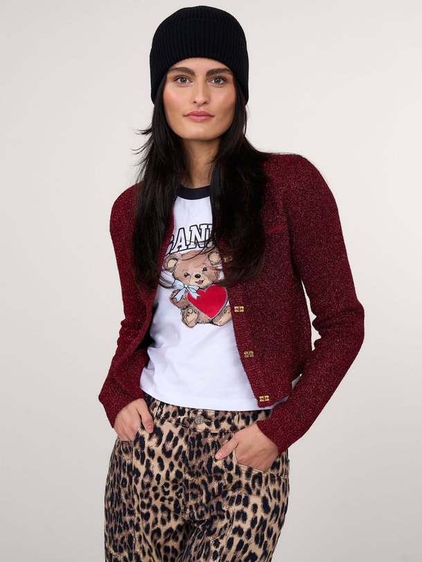 Ontdek de Wolmix vest met lurex van Ganni in de kleur rood bij Orangebag. Op werkdagen voor 21:45 besteld, morgen in huis.