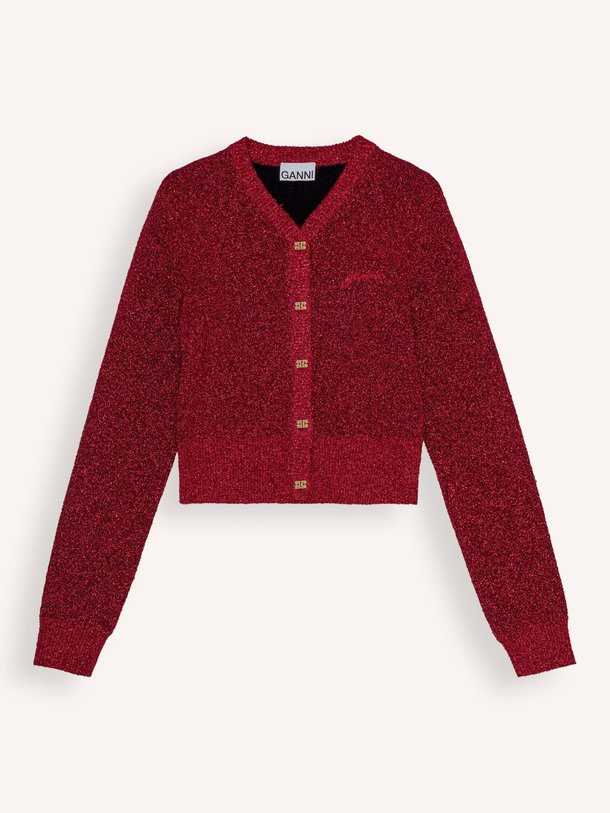 Ontdek de Wolmix vest met lurex van Ganni in de kleur rood bij Orangebag. Op werkdagen voor 21:45 besteld, morgen in huis.