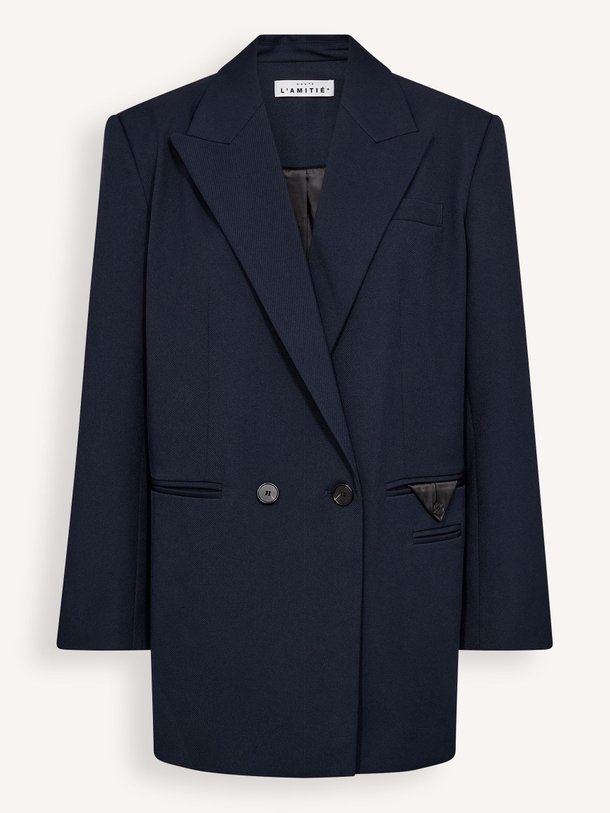 Ontdek de Geweven oversized blazer van Haute L'Amitié in de kleur Donkerblauw bij Orangebag. Op werkdagen voor 21:45 besteld, morgen in huis.