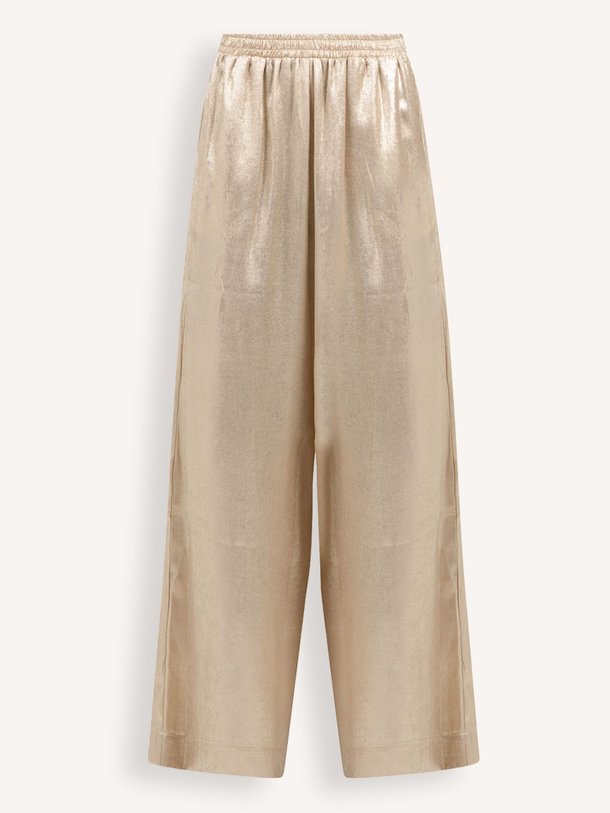 Ontdek de Blake geweven metallic wide leg broek van Knit-ted in de kleur goudkleur bij Orangebag. Op werkdagen voor 21:45 besteld, morgen in huis.
