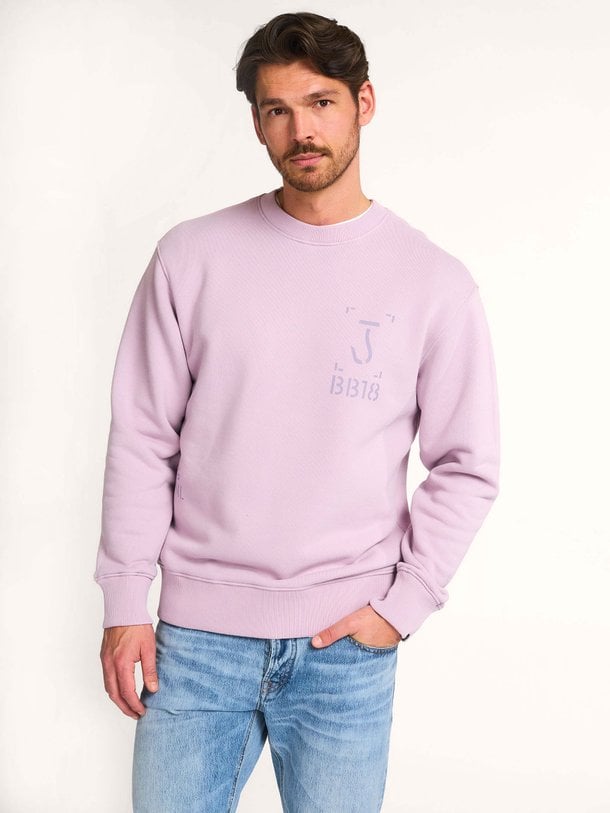 Ontdek de Tate organic cotton sweater met print van Butcher of Blue in de kleur Violet bij Orangebag. Op werkdagen voor 21:45 besteld, morgen in huis.