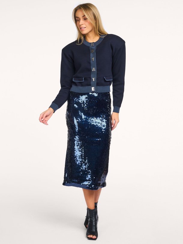 Ontdek de Tasha geweven rok met pailletten van Rotate Birger Christensen in de kleur Donkerblauw bij Orangebag. Op werkdagen voor 21:45 besteld, morgen in huis.