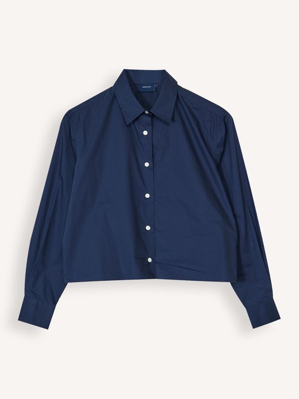 Ontdek de Kiri katoenen cropped blouse van Denham in de kleur Donkerblauw bij Orangebag. Op werkdagen voor 21:45 besteld, morgen in huis.