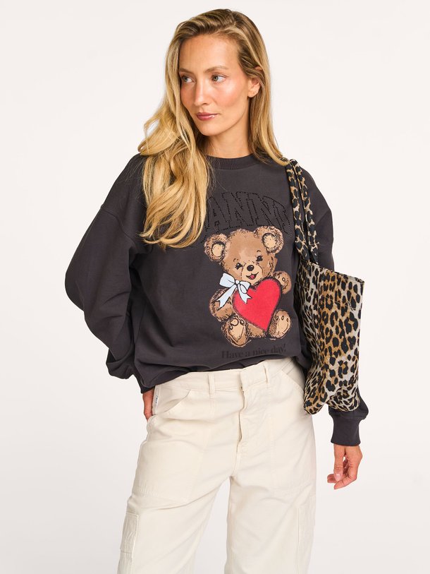 Ontdek de Organic cotton sweater met print van Ganni in de kleur Antraciet bij Orangebag. Op werkdagen voor 21:45 besteld, morgen in huis.