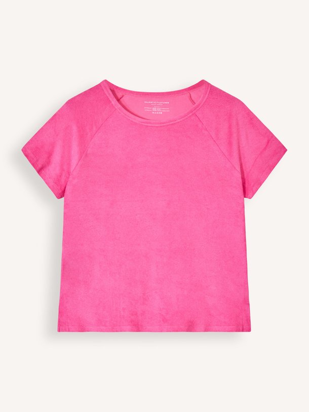 Ontdek de M242 Katoen/modalmix badstof T-shirt van Majestic Filatures in de kleur roze bij Orangebag. Op werkdagen voor 21:45 besteld, morgen in huis.