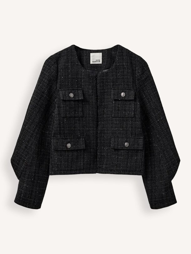 Ontdek de Carter geweven tweed jasje met lurex van Sofie Schnoor in de kleur zwart bij Orangebag. Op werkdagen voor 21:45 besteld, morgen in huis.