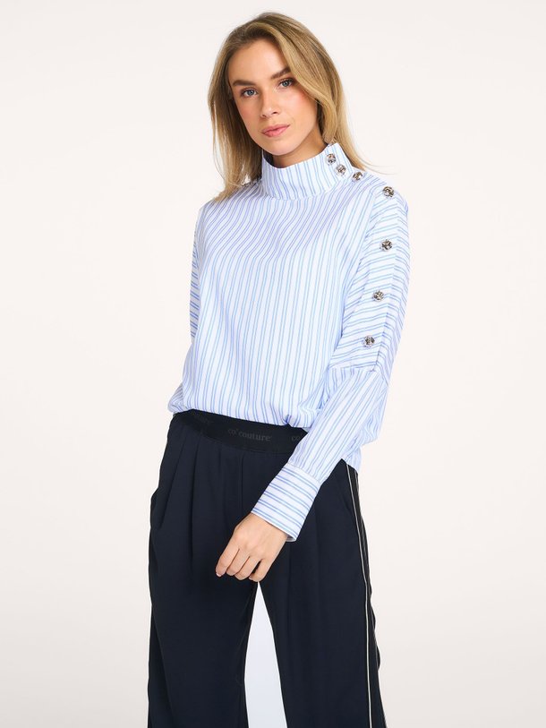 Ontdek de Devin katoenmix gestreepte top van Co'Couture in de kleur Blauw bij Orangebag. Op werkdagen voor 21:45 besteld, morgen in huis.