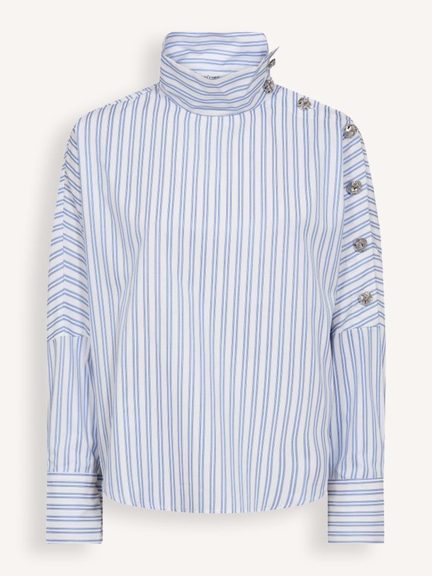 Ontdek de Devin katoenmix gestreepte top van Co'Couture in de kleur Blauw bij Orangebag. Op werkdagen voor 21:45 besteld, morgen in huis.