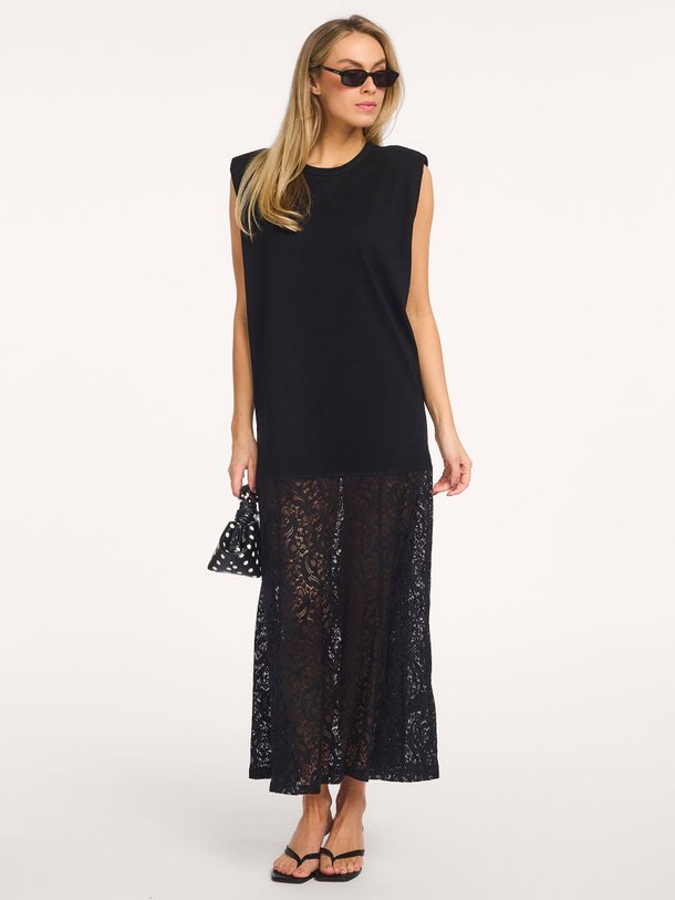 Ontdek de Summer katoenen maxi jurk met kant van Haute L'Amitié in de kleur Zwart bij Orangebag. Op werkdagen voor 21:45 besteld, morgen in huis.