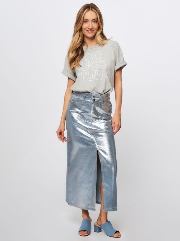 Ontdek de Foil katoenen metallic rok van Co'Couture in de kleur zilverkleur bij Orangebag. Op werkdagen voor 21:45 besteld, morgen in huis.