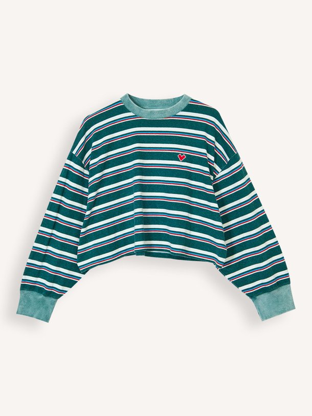 Ontdek de Franto katoenen gestreepte sweater van Bellerose in de kleur Donkergroen bij Orangebag. Op werkdagen voor 21:45 besteld, morgen in huis.