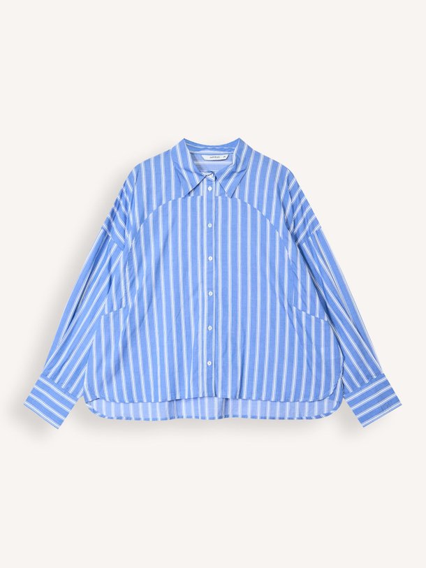 Ontdek de Katoenen gestreepte blouse van Summum in de kleur Blauw bij Orangebag. Op werkdagen voor 21:45 besteld, morgen in huis.