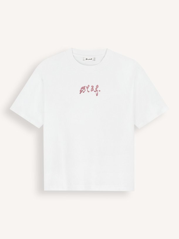 Ontdek de Organic cotton logo T-shirt van OLAF in de kleur Off-white bij Orangebag. Op werkdagen voor 21:45 besteld, morgen in huis.