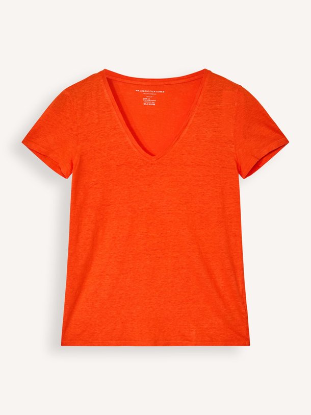 Ontdek de MGD011 Linnenmix T-shirt van Majestic Filatures in de kleur oranje bij Orangebag. Op werkdagen voor 21:45 besteld, morgen in huis.