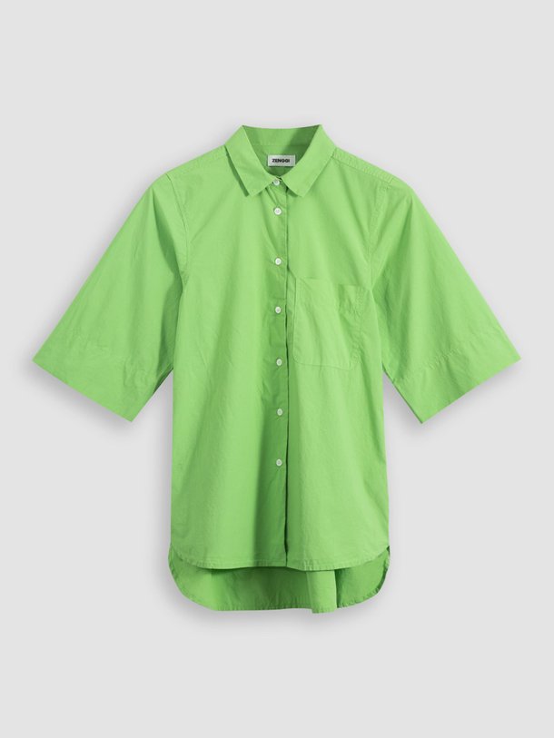 Ontdek de Organic cotton poplin blouse van Zenggi in de kleur groen bij Orangebag. Op werkdagen voor 21:45 besteld, morgen in huis.