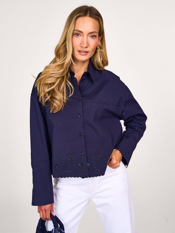 Ontdek de Katoenmix blouse van Semicouture in de kleur donkerblauw bij Orangebag. Op werkdagen voor 21:45 besteld, morgen in huis.