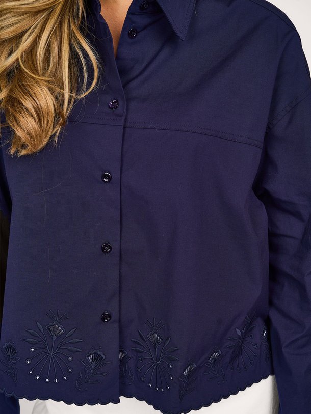 Ontdek de Katoenmix blouse van Semicouture in de kleur donkerblauw bij Orangebag. Op werkdagen voor 21:45 besteld, morgen in huis.