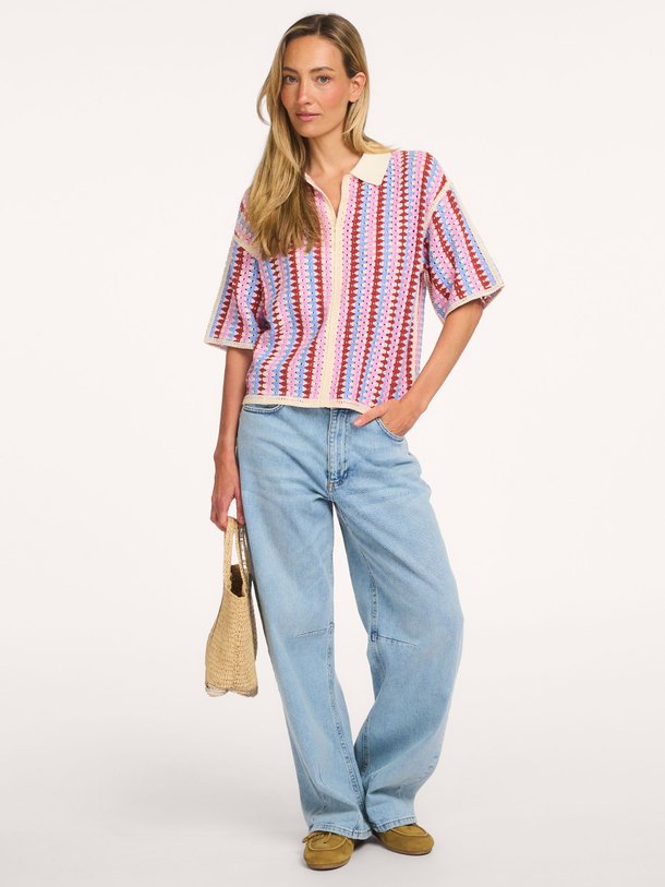 Ontdek de Missy katoenmix gehaakte top met strepen van Frnch in de kleur Paars bij Orangebag. Op werkdagen voor 21:45 besteld, morgen in huis.