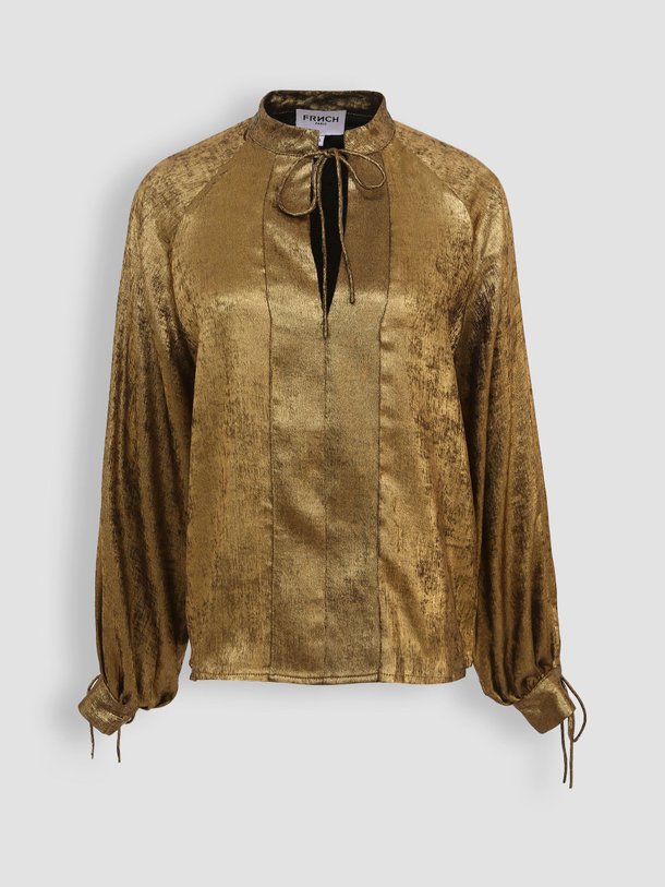 Ontdek de Andrija geweven metallic top van Frnch in de kleur goudkleur bij Orangebag. Op werkdagen voor 21:45 besteld, morgen in huis.