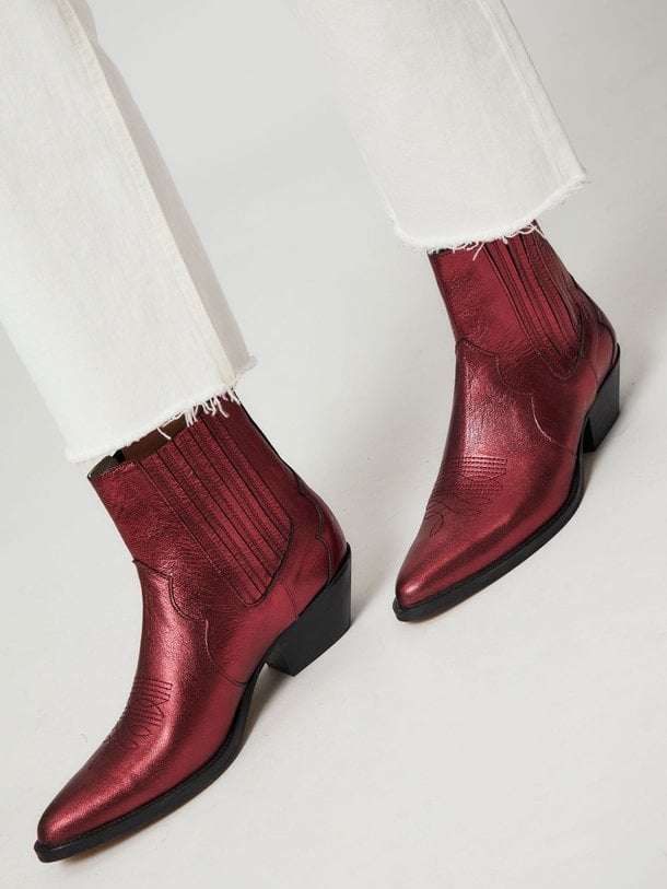 Ontdek de Hudson lederen metallic western boots van Silver Grace in de kleur bordeauxrood bij Orangebag. Op werkdagen voor 21:45 besteld, morgen in huis.