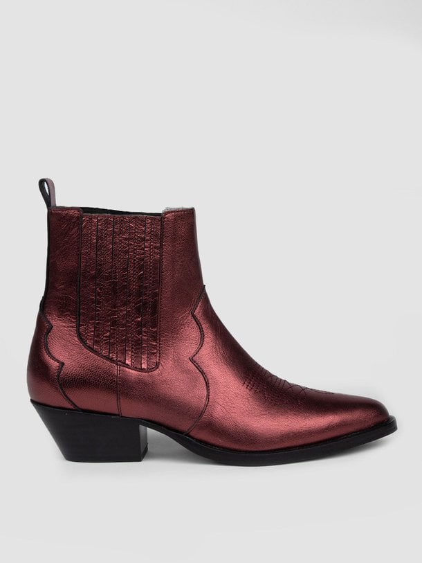 Ontdek de Hudson lederen metallic western boots van Silver Grace in de kleur bordeauxrood bij Orangebag. Op werkdagen voor 21:45 besteld, morgen in huis.