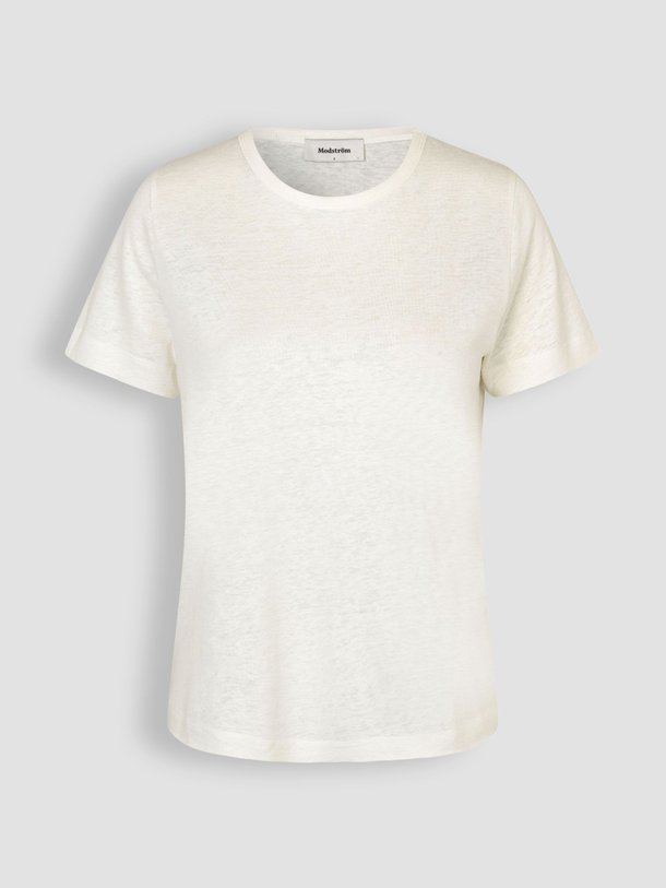 Ontdek de Holt linnen/katoenmix slub T-shirt van Modstrom in de kleur off-white bij Orangebag. Op werkdagen voor 21:45 besteld, morgen in huis.