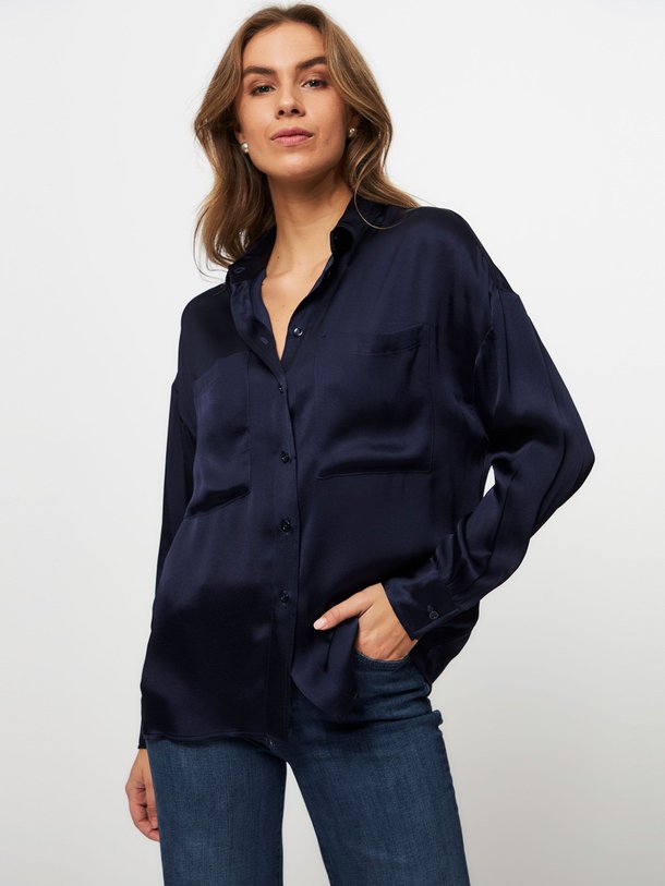 Ontdek de Zijdemix blouse van Semicouture in de kleur donkerblauw bij Orangebag. Op werkdagen voor 21:45 besteld, morgen in huis.