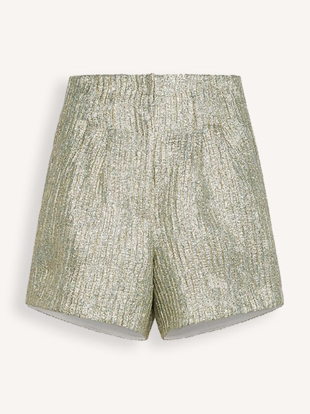 Ontdek de Katoenmix jacquard lurex short van forte_forte in de kleur lichtgroen bij Orangebag. Op werkdagen voor 21:45 besteld, morgen in huis.