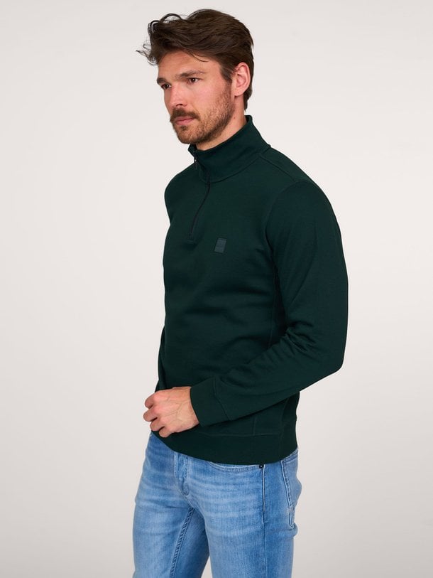 Ontdek de Zetrust katoenmix half zip trui van Boss in de kleur donkergroen bij Orangebag. Op werkdagen voor 21:45 besteld, morgen in huis.