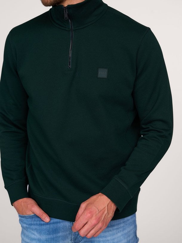 Ontdek de Zetrust katoenmix half zip trui van Boss in de kleur donkergroen bij Orangebag. Op werkdagen voor 21:45 besteld, morgen in huis.