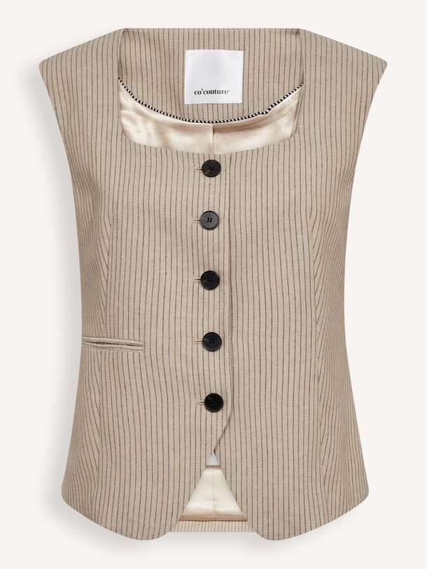 Co'Couture Nadine katoenen/linnenmix gilet - Zand Ontdek de Nadine katoenen/linnenmix gilet van Co'Couture in de kleur Zand bij Orangebag. Op werkdagen voor 21:45 besteld, morgen in huis.