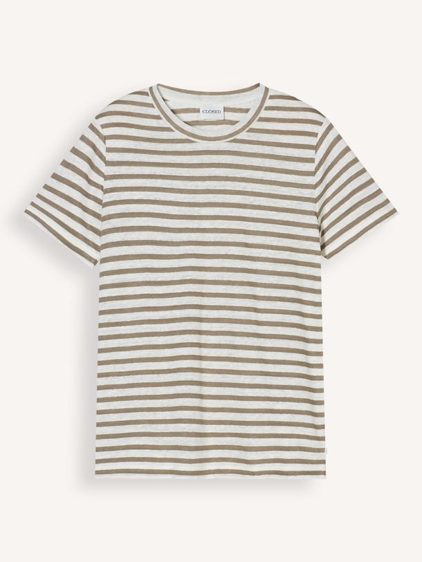 Ontdek de Linnen gestreept T-shirt van Closed in de kleur kaki bij Orangebag. Op werkdagen voor 21:45 besteld, morgen in huis.