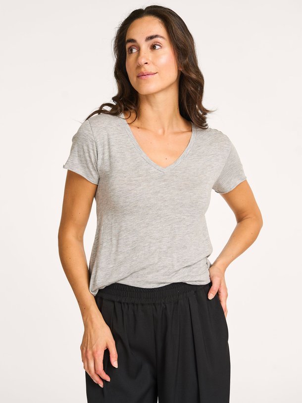 Ontdek de Jacksonville katoenmix slub T-shirt met V-hals van American Vintage in de kleur grijs bij Orangebag. Op werkdagen voor 21:45 besteld, morgen in huis.