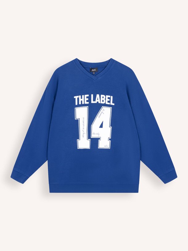 Ontdek de Katoenen logo sweater van Alix The Label in de kleur Donkerblauw bij Orangebag. Op werkdagen voor 21:45 besteld, morgen in huis.