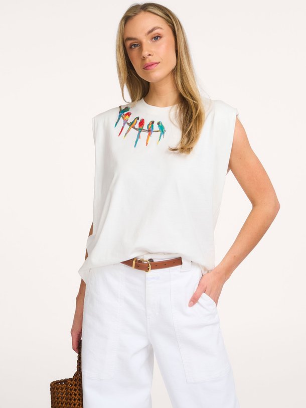 Ontdek de Katoenen top met borduursel van Farm Rio in de kleur Off-white bij Orangebag. Op werkdagen voor 21:45 besteld, morgen in huis.