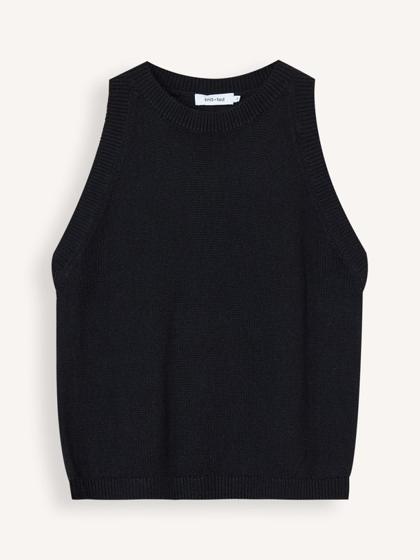 Ontdek de Dolly katoenmix top van Knit-ted in de kleur Zwart bij Orangebag. Op werkdagen voor 21:45 besteld, morgen in huis.