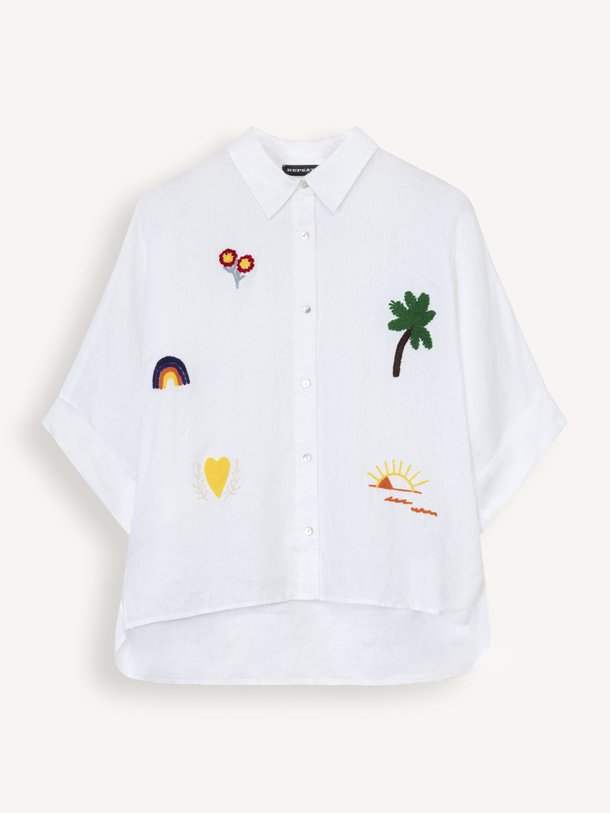 Ontdek de Linnen blouse van Repeat in de kleur Wit bij Orangebag. Op werkdagen voor 21:45 besteld, morgen in huis.