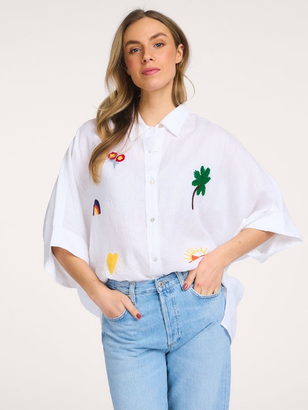 Ontdek de Linnen blouse van Repeat in de kleur Wit bij Orangebag. Op werkdagen voor 21:45 besteld, morgen in huis.