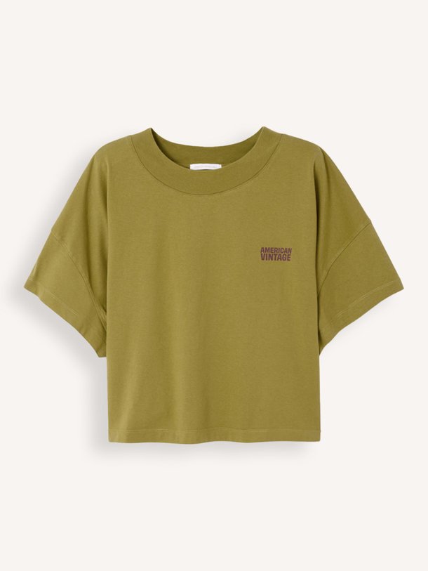 Ontdek de Gixy katoenen logo T-shirt van American Vintage in de kleur Mosgroen bij Orangebag. Op werkdagen voor 21:45 besteld, morgen in huis.