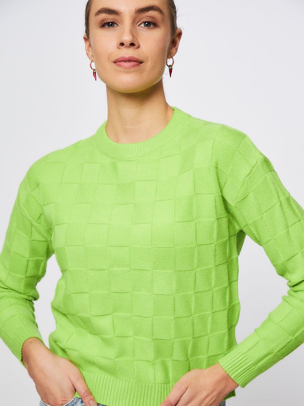 Ontdek de Anjali viscosemix trui met structuur van Frnch in de kleur groen bij Orangebag. Op werkdagen voor 21:45 besteld, morgen in huis.