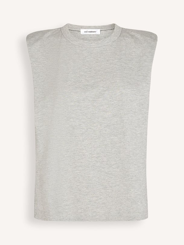 Ontdek de Eduarda katoenmix T-shirt met schoudervulling van Co'Couture in de kleur grijs bij Orangebag. Op werkdagen voor 21:45 besteld, morgen in huis.