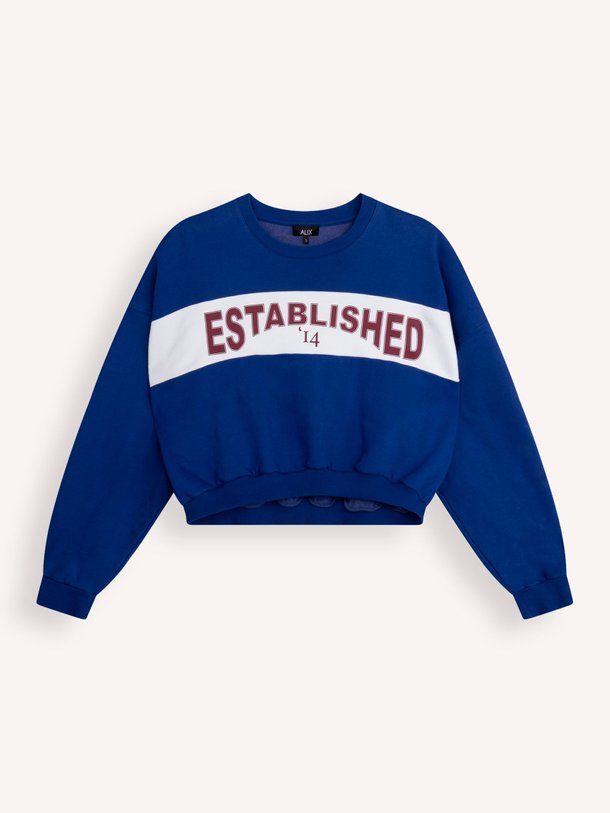 Ontdek de Katoenmix cropped sweater van Alix The Label in de kleur Blauw bij Orangebag. Op werkdagen voor 21:45 besteld, morgen in huis.