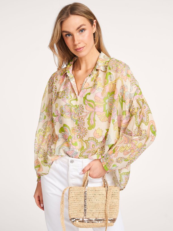 Ontdek de Isnelle katoen/zijdemix blouse met print van Frnch in de kleur groen bij Orangebag. Op werkdagen voor 21:45 besteld, morgen in huis.