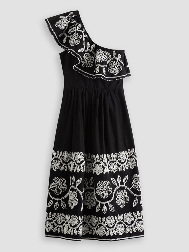 Ontdek de Beck viscose one shoulder jurk met borduursel van Sea New York in de kleur zwart bij Orangebag. Op werkdagen voor 21:45 besteld, morgen in huis.